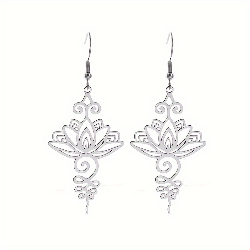 Lotus Pattern Stainless Steel Women's Earrings for Jewelry Parties